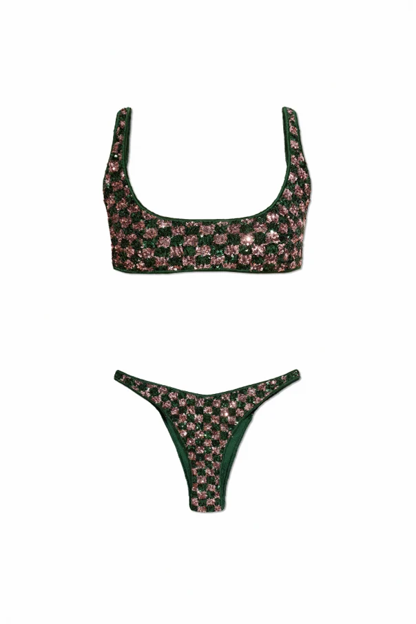 GREEN Two-piece swimsuit with shimmering sequins