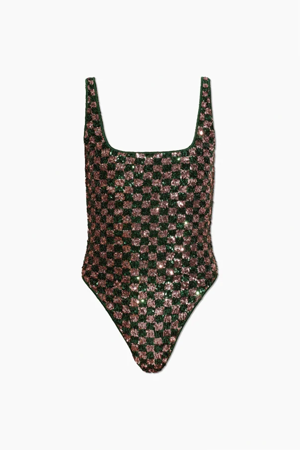 GREEN One-piece swimsuit with shimmering sequins