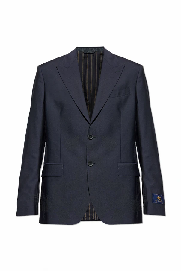 MARINEBLAU Wollblazer mit einfachem Schlitz