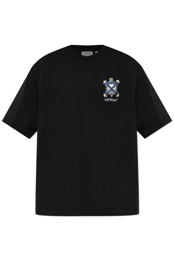 BLACK T-shirt with colorful print and shimmering sequins
