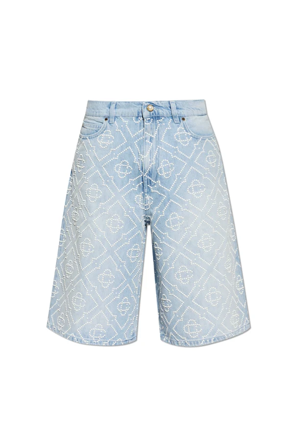 HELLBLAU Jeansshorts mit glänzenden Pailletten