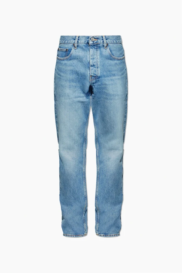 NIEBIESKI Jeansy z efektem `vintage`