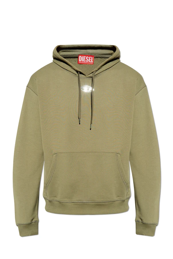 ZIELONY Bluza z logo `S-NORM-HOOD-IOD`