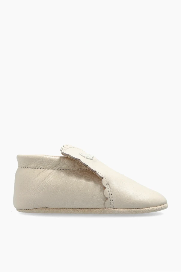 kremowy Skórzane buty