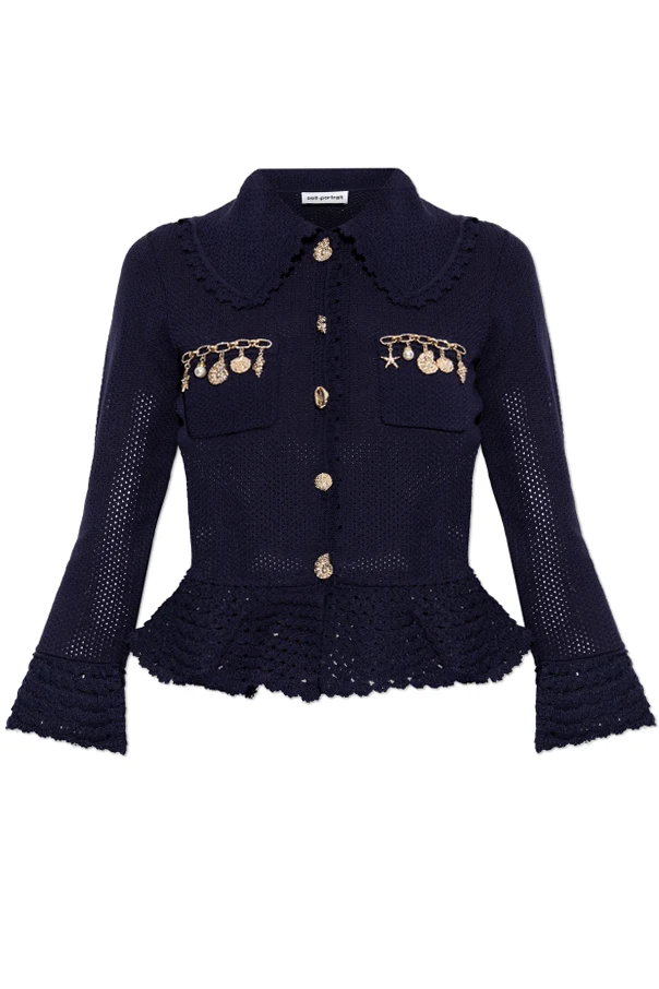 NAVY BLUE Cardigan with appliqués