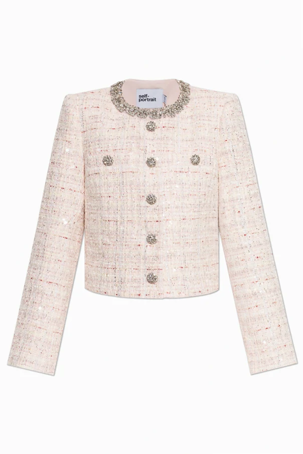 PINK Tweed blazer with shimmering crystals