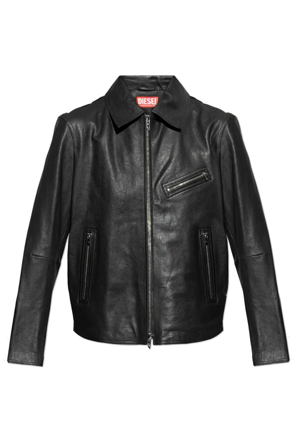 CZARNY Skórzana kurtka `L-KORN-WRD`