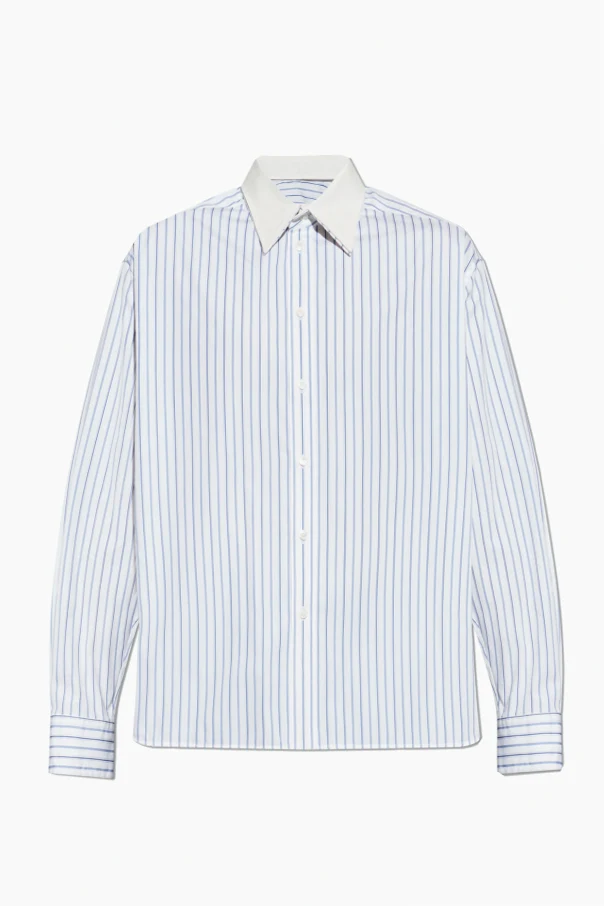 WHITE Striped pattern shirt