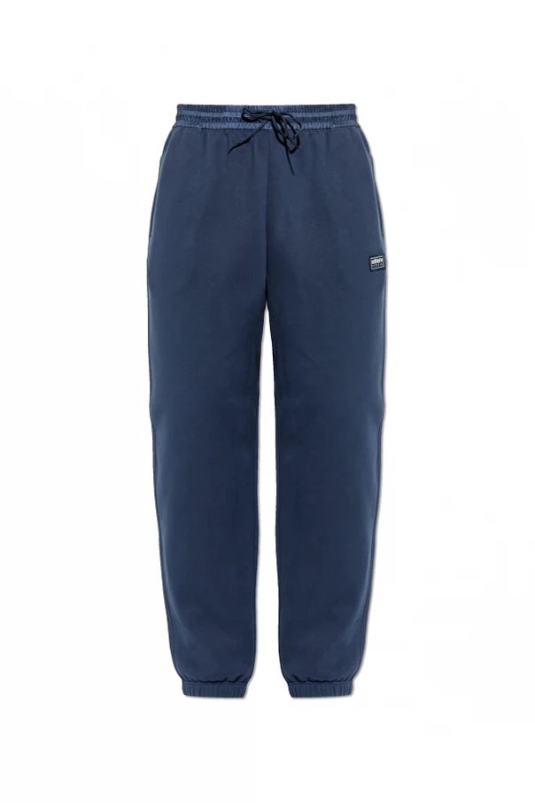 GRANATOWY Spodnie dresowe z naszywką z logo