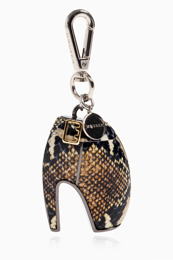 BROWN Keyring with leather trim