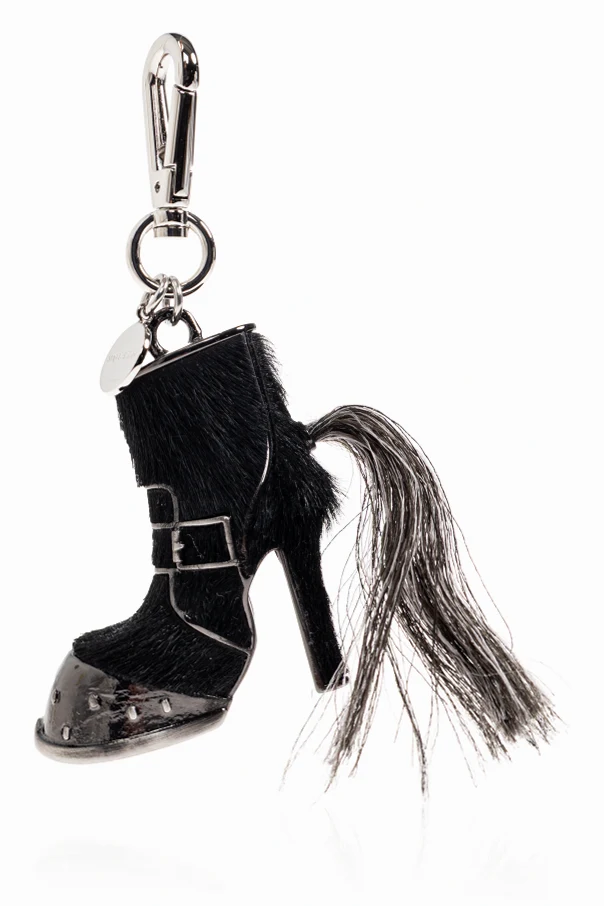 BROWN Keychain with leather trim