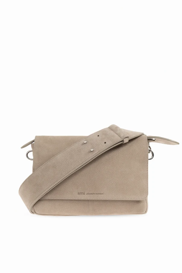 beige Leather shoulder bag with logo