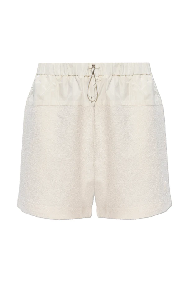 cream Shorts with logo patch