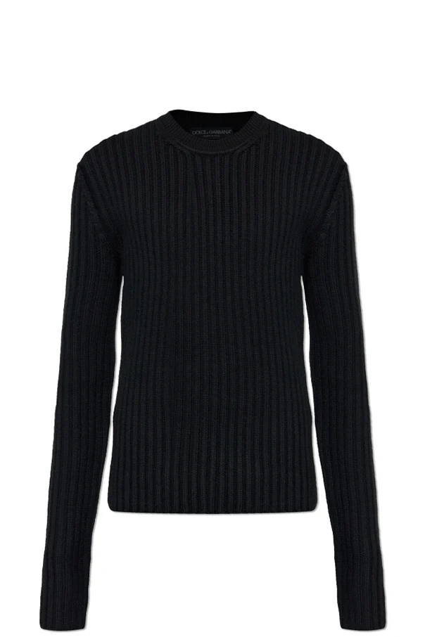 BLACK Wool sweater with a crew neck