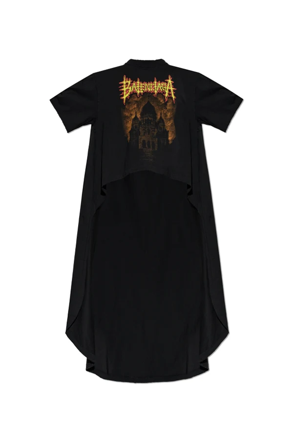 BLACK Asymmetrical cut T-shirt