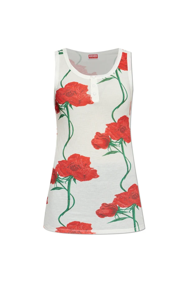WHITE Top with a floral motif