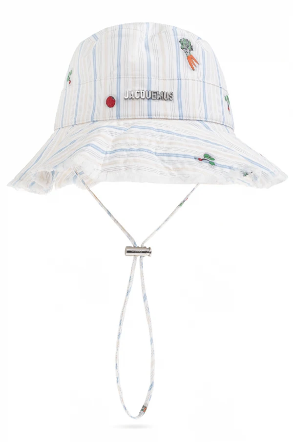 WHITE Striped pattern hat