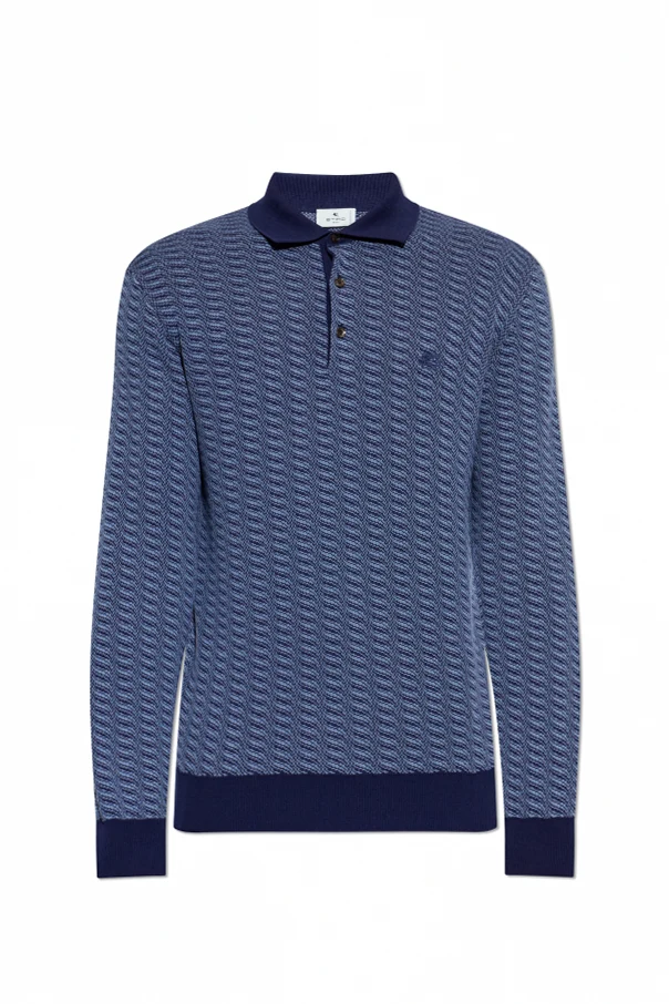 MARINEBLAU Polo mit Muster