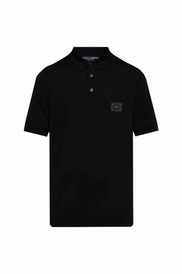 BLACK Polo shirt with logo patch
