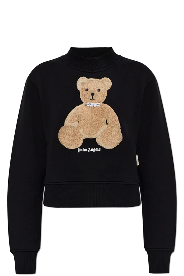 BLACK Sweatshirt with a distinctive teddy bear motif