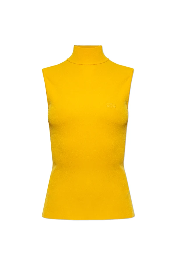 YELLOW  Top with a stand-up collar