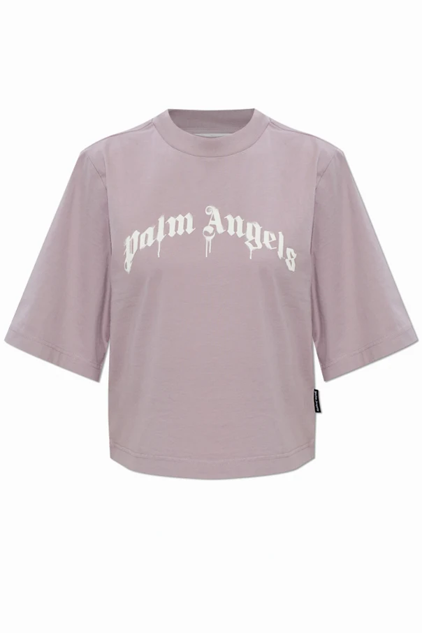 PURPLE Cropped T-shirt with printed logo