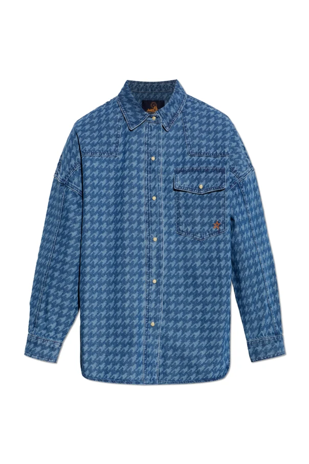 BLAU Jeanshemd mit Hahnentritt-Muster