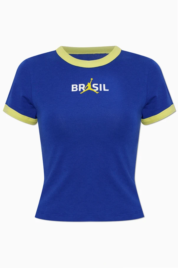 NIEBIESKI Krótki t-shirt o dopasowanym kroju