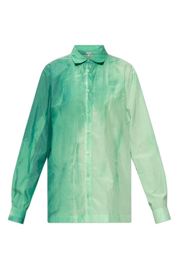 GREEN Loose-fit shirt with embroidered logo