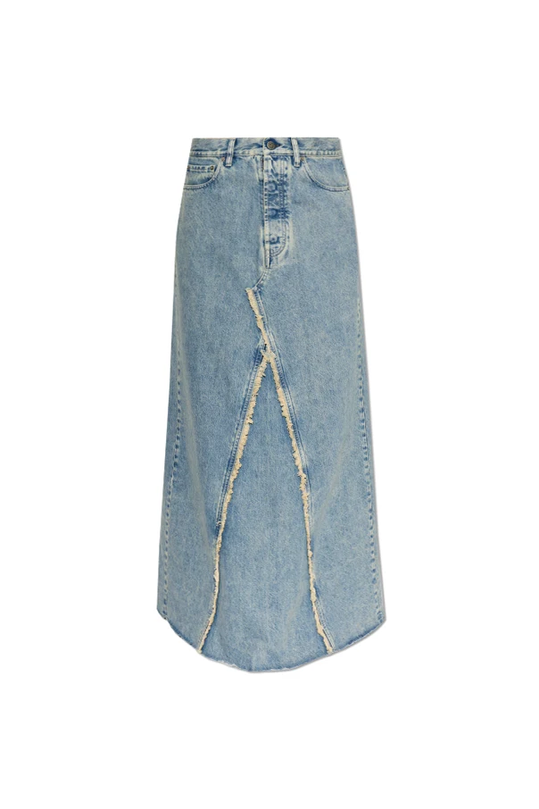 BLUE Denim skirt with raw hem