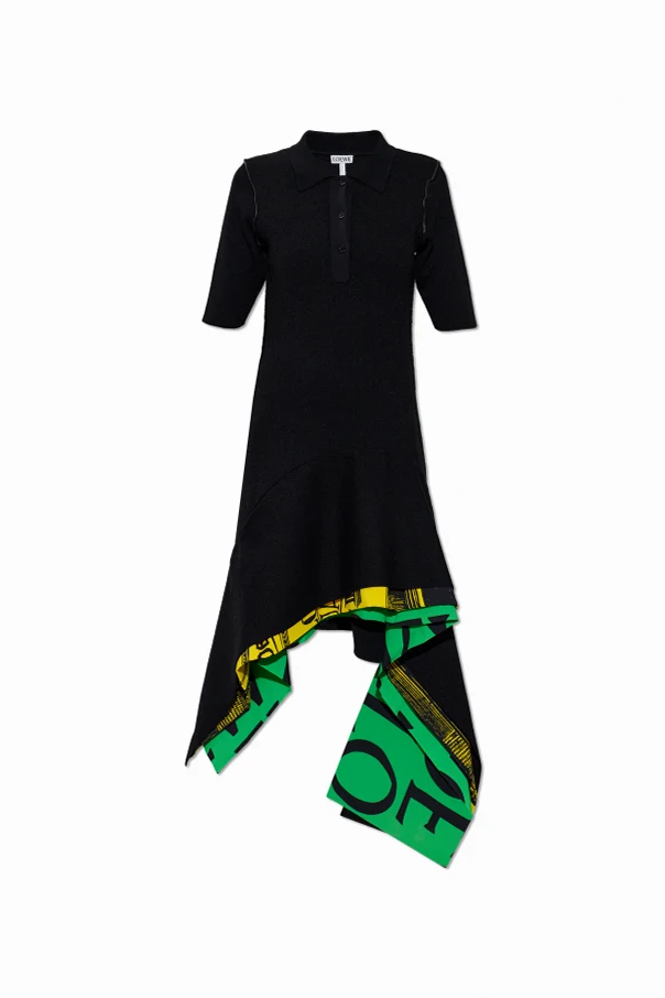 BLACK Asymmetrical polo dress