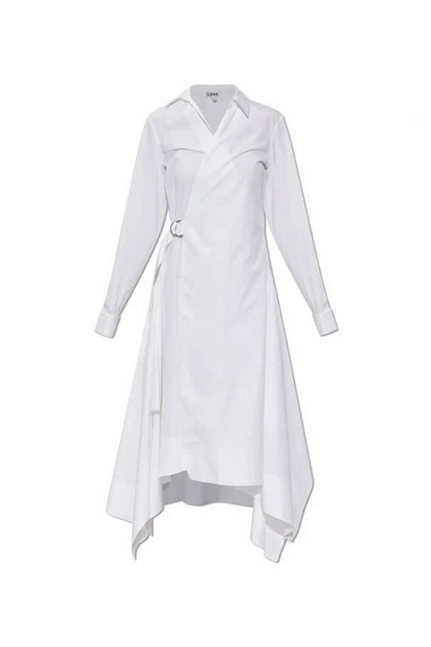 WHITE Asymmetric dress with belt