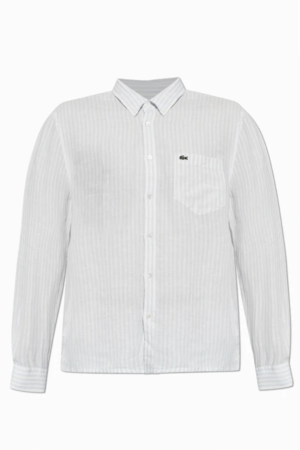 light blue Linen shirt with striped pattern