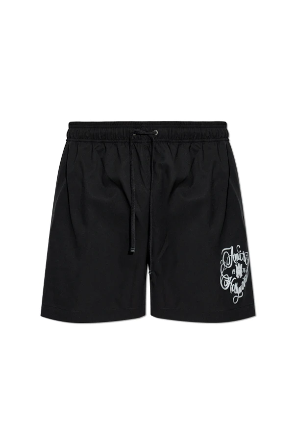 CZARNY Szorty kąpielowe z logo