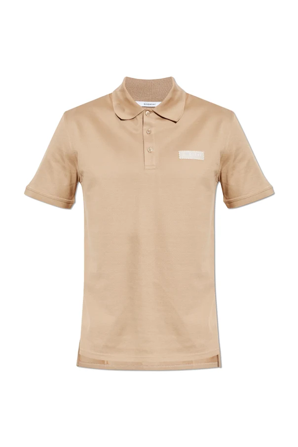 BEIGE Polo mit Logo-Aufnäher