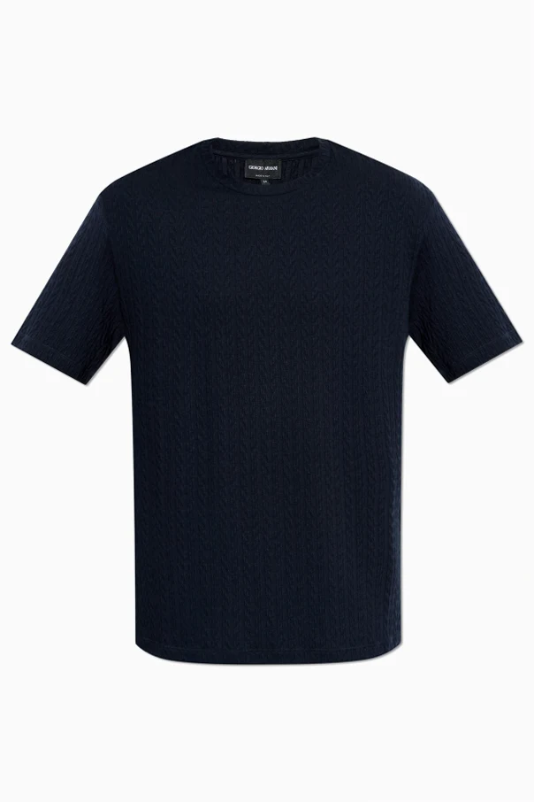 GRANATOWY T-shirt z wypukłym wzorem