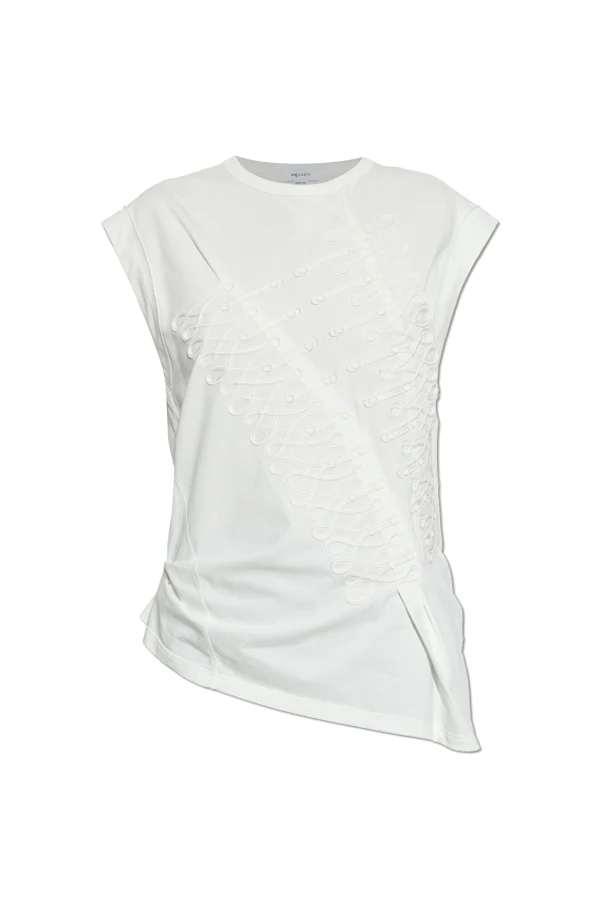 WEISS Top mit asymmetrischem Schnitt