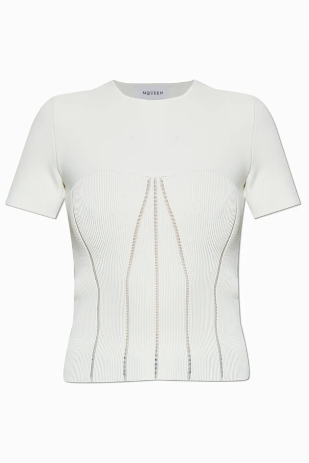 WEISS T-Shirt mit dekorativem Strickmuster