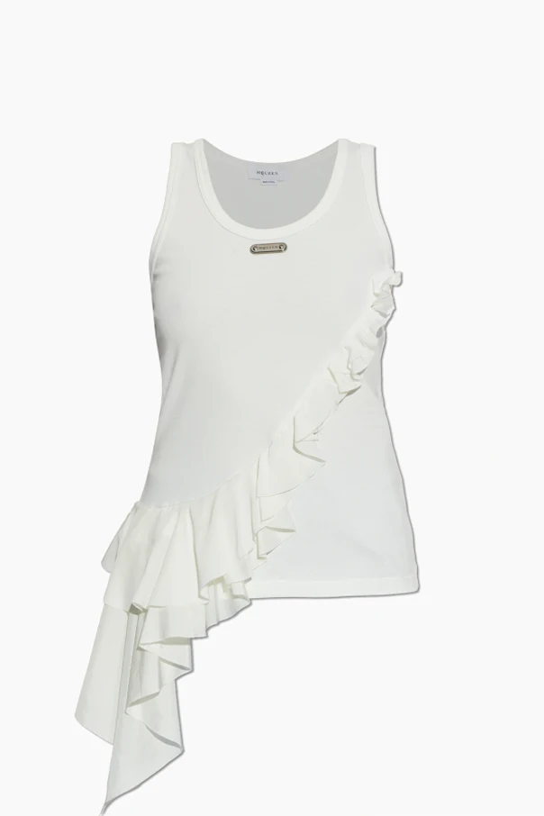 WEISS Top mit asymmetrischem Schnitt