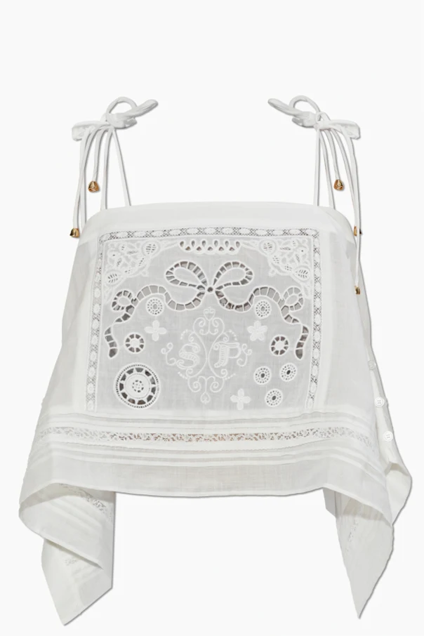 WHITE Short openwork top