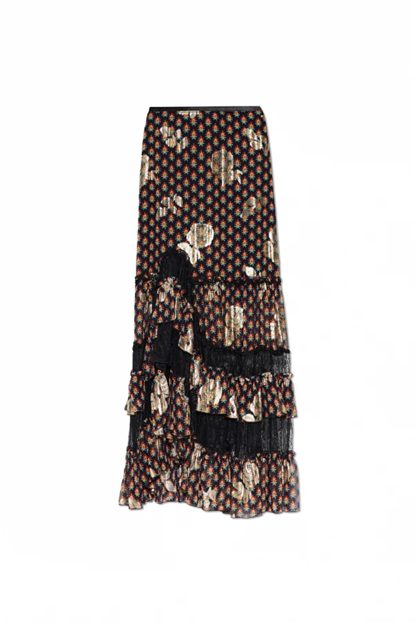 BLACK Asymmetrical skirt with Lurex thread