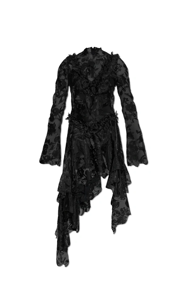 BLACK Asymmetrical cut dress
