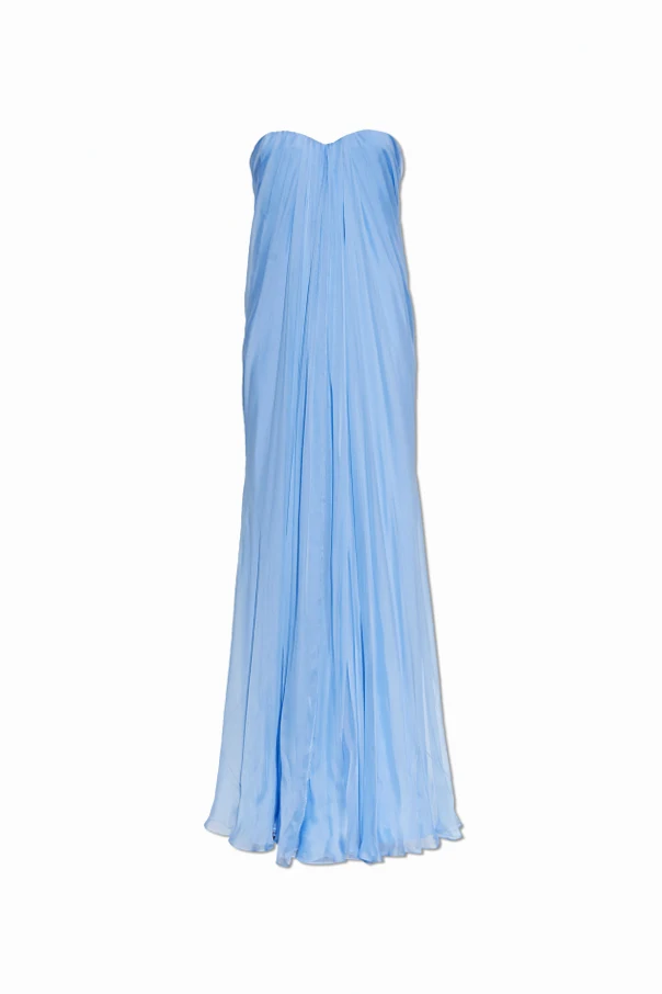 BLUE Silk off-shoulder dress