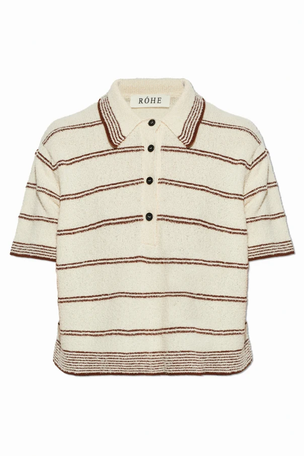 cream Striped polo shirt