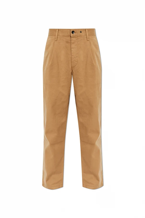 BROWN Cotton tapered-leg pants