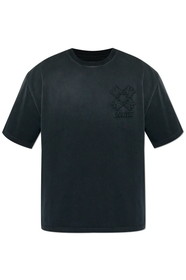 CZARNY T-shirt z naszywką