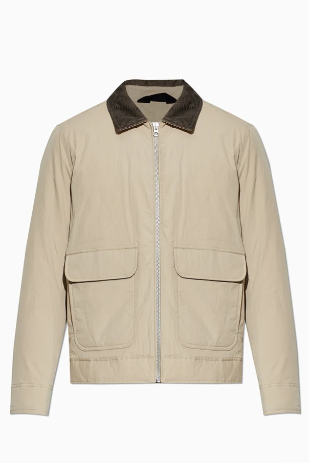 kremowy Kurtka ze sztruksowym kołnierzem