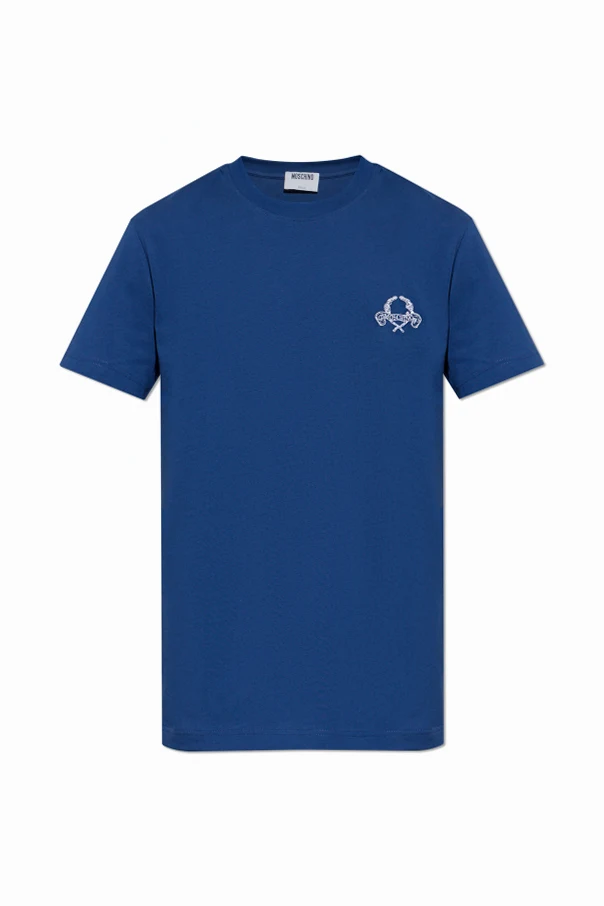 GRANATOWY T-shirt z wyszytym logo