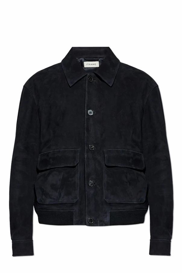 GRANATOWY Zamszowa kurtka