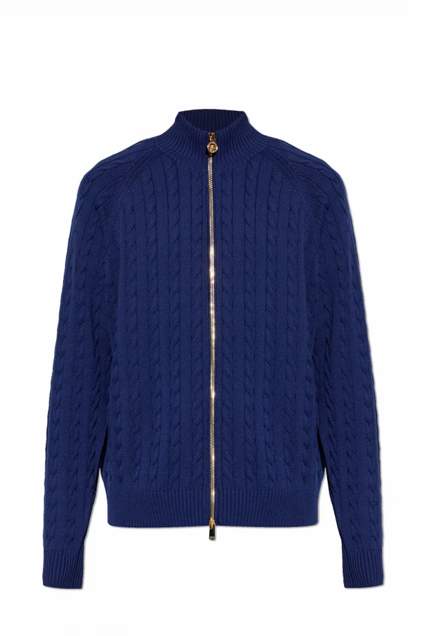 MARINEBLAU Strickjacke mit Stehkragen